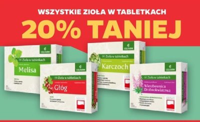 Zioła w tabletkach 20% taniej - drugi, tańszy produkt Melisa, Głóg, Karczoch promocja w Netto