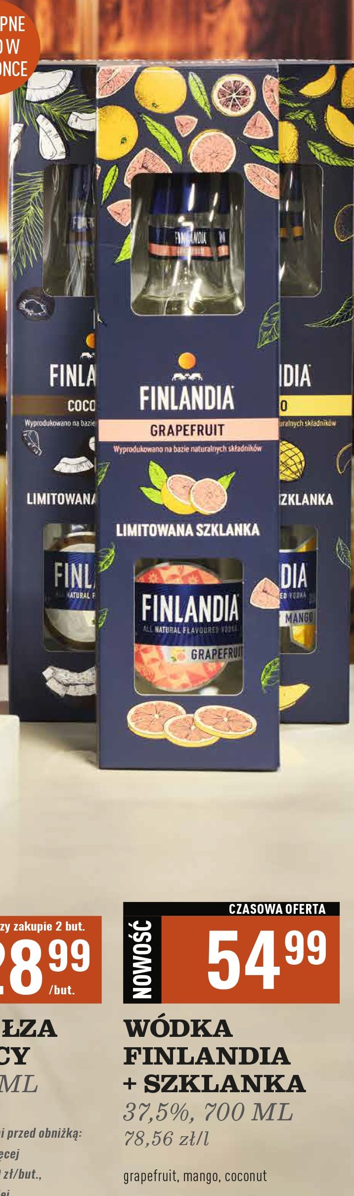 Wódka + szklanka Finlandia grapefruit fusion promocja w Biedronka