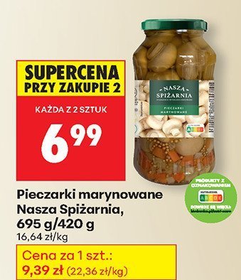 Pieczarki marynowane Nasza Spiżarnia 695g/420g promocja w Biedronka