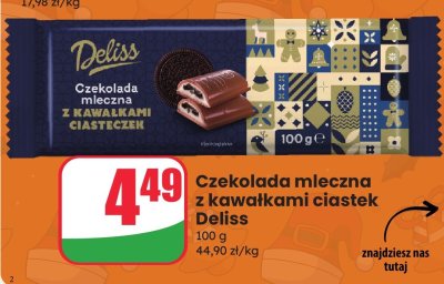 Czekolada mleczna z kawałkami ciasteczek  promocja w Dino