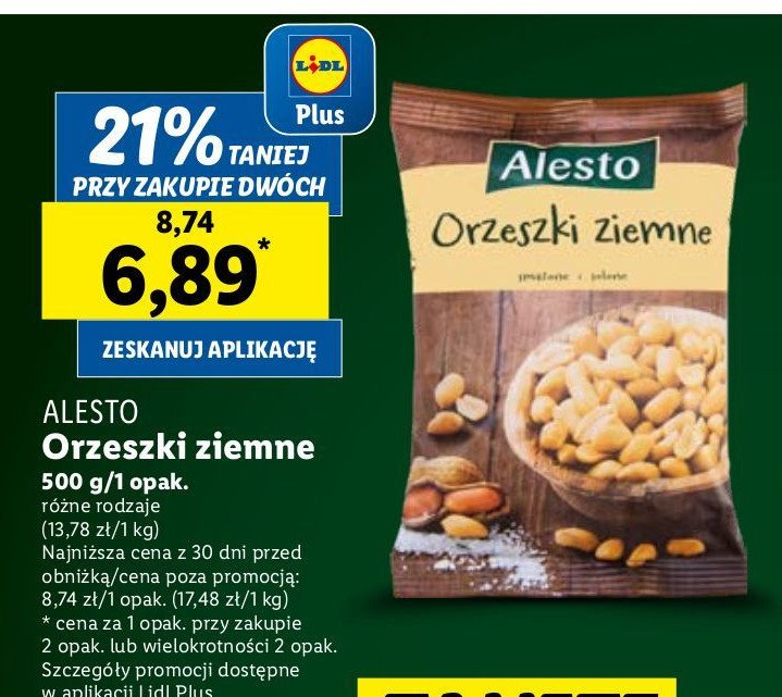 Orzeszki ziemne prażone solone Alesto promocja