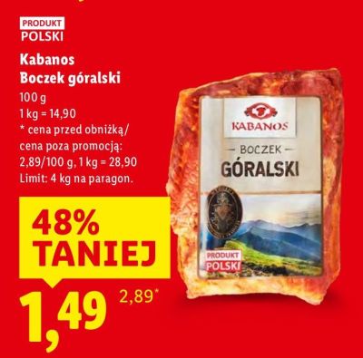 Boczek góralski Kabanoś promocja w Lidl