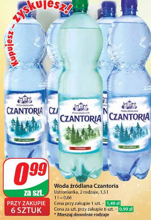 Woda niegazowana CZANTORIA promocja w Dino