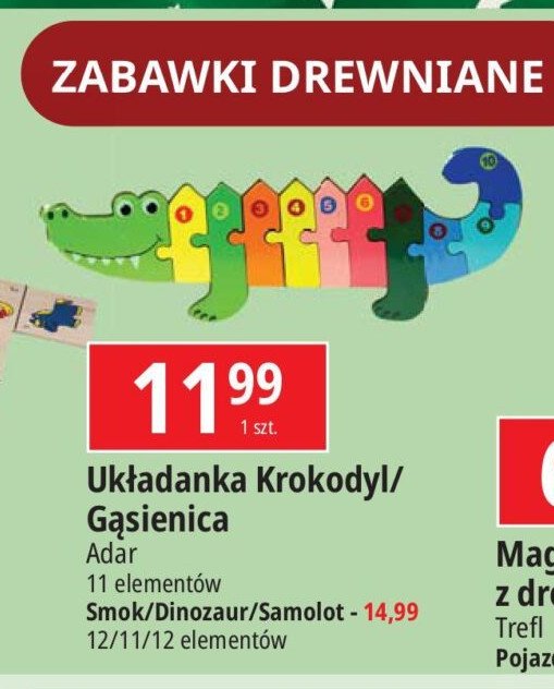 Układanka drewniana dinozaur Adar promocja w Leclerc