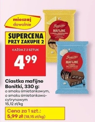 Ciastka mafijne Bonitki 330g o smaku śmietankowym, o smaku śmietankowo-cytrynowym promocja w Biedronka