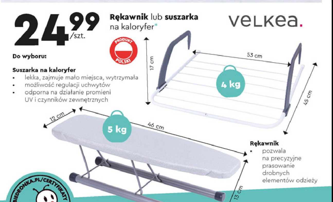 Suszarka na kaloryfer Velkea promocja