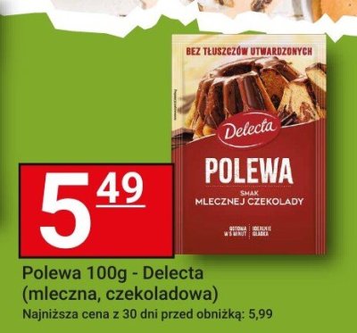 Polewa mleczna, czekoladowa 100g - Delecta promocja w Hitpol