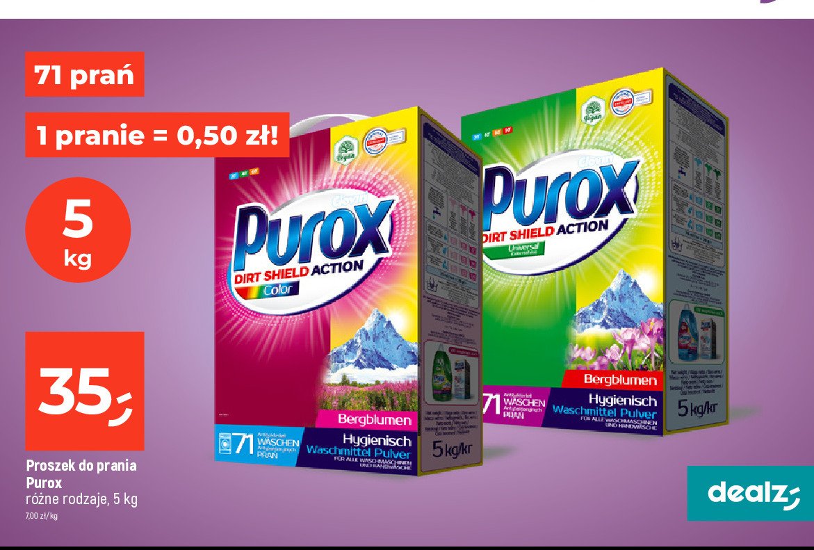 Proszek do prania uniwersalny Purox promocja w Dealz