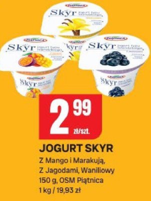 Jogurt Skyr OSM Piątnica Z Mango i Marakują, Z Jagodami, Waniliowy promocja w Chorten