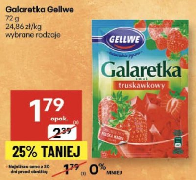 Galaretka Gellwe truskawkowa promocja w Delikatesy Centrum