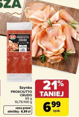 Szynka PROSCIUTTO CRUDO 65 g promocja w Carrefour