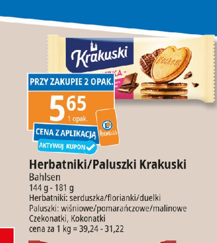Ciastka posypane cukrem z czekoladą mleczną Krakuski bahlsen promocja w Leclerc