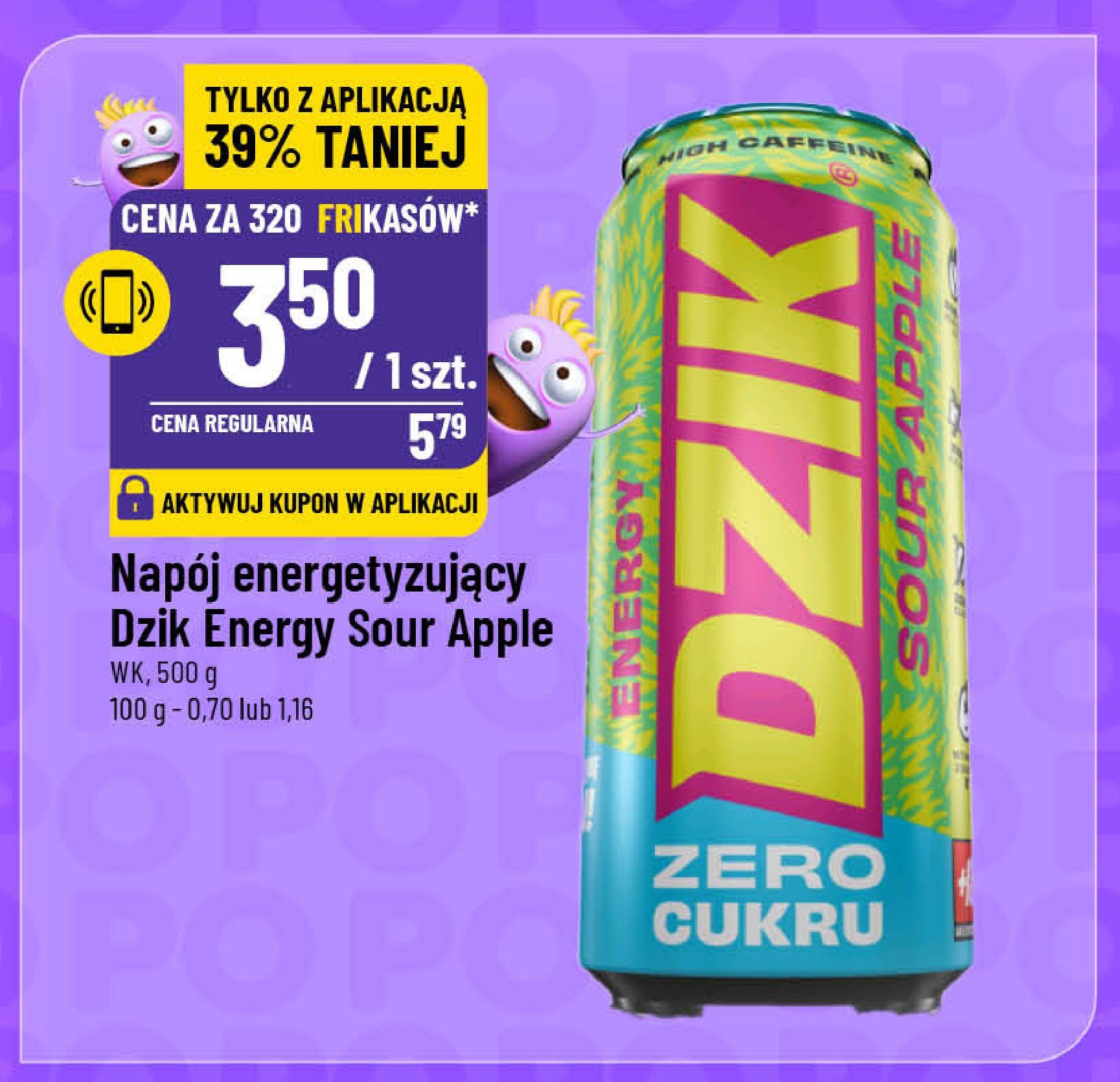 Napój energetyczny zero kalorii sour apple WK DZIK promocja w POLOmarket