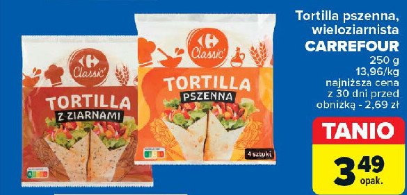 Tortilla pszenna Carrefour classic promocja