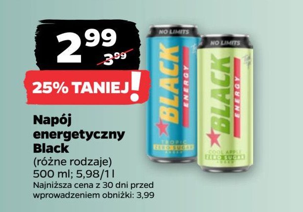 Napój energetyczny no limits tropic Black energy promocja