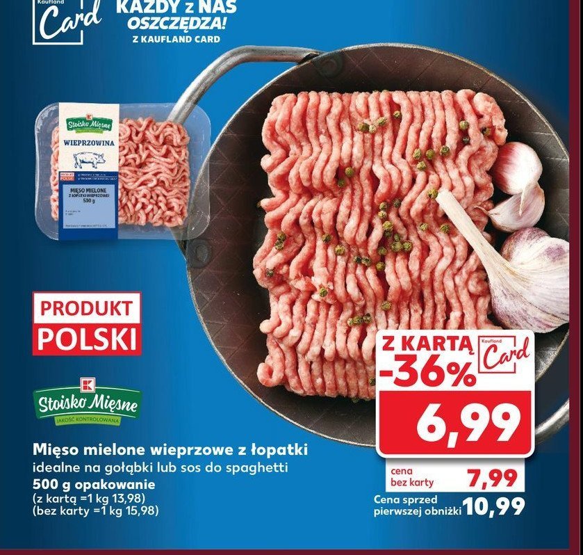 Mięso mielone wieprzowe z łopatki Stoisko mięsne promocja w Kaufland
