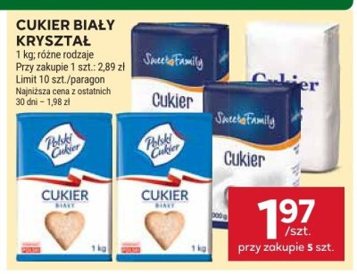 Cukier biały kryształ Biały Cukier 1kg promocja w Stokrotka