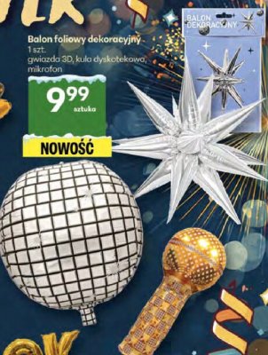 Balon foliowy dekoracyjny 1 szt. - gwiazda 3D, kula dyskotekowa, mikrofon promocja w Delikatesy Centrum