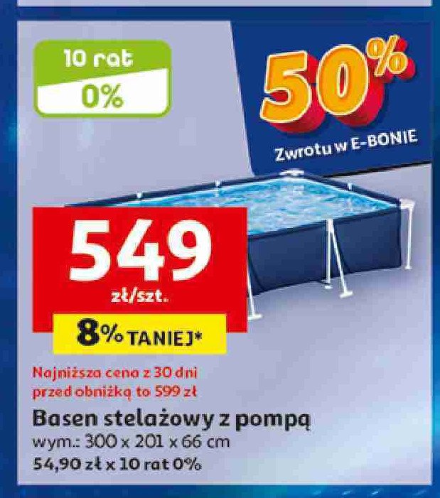 Basen rozporowy ze stelażem 300 x 201 x 66 cm 3300 l Bestway promocja