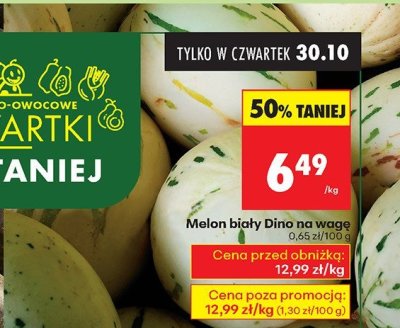 Melon biały Dino na wagę promocja w Biedronka