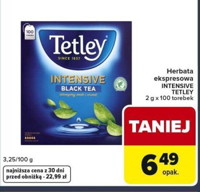 Herbata ekspresowa Intensive Black Tea Tetley 2g x 100 torebek promocja w Globi