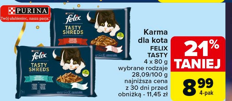 Karma dla kota rybne smaki w sosie Purina felix tasty shreds promocja