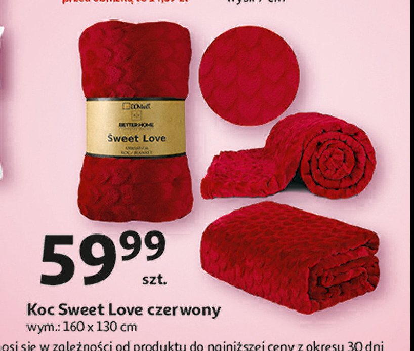 Koc sweet love 130 x 160 cm promocja w Auchan