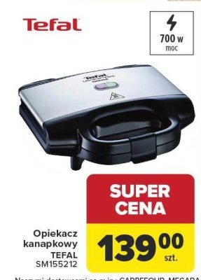 Opiekacz kanapkowy TEFAL SM155212 promocja w Carrefour
