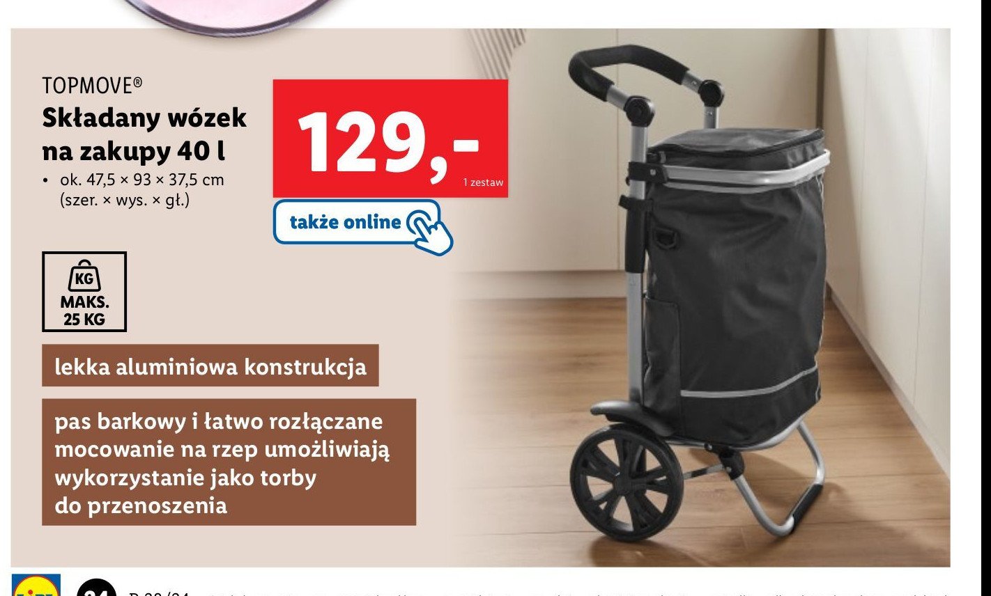 Wózek na zakupy 40 l Topmove promocja