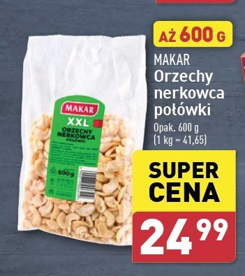 Orzechy nerkowca połówki Makar promocja w Aldi