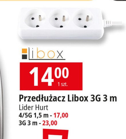 Przedłużacz 3 m 3 gniazda Libox promocja w Leclerc