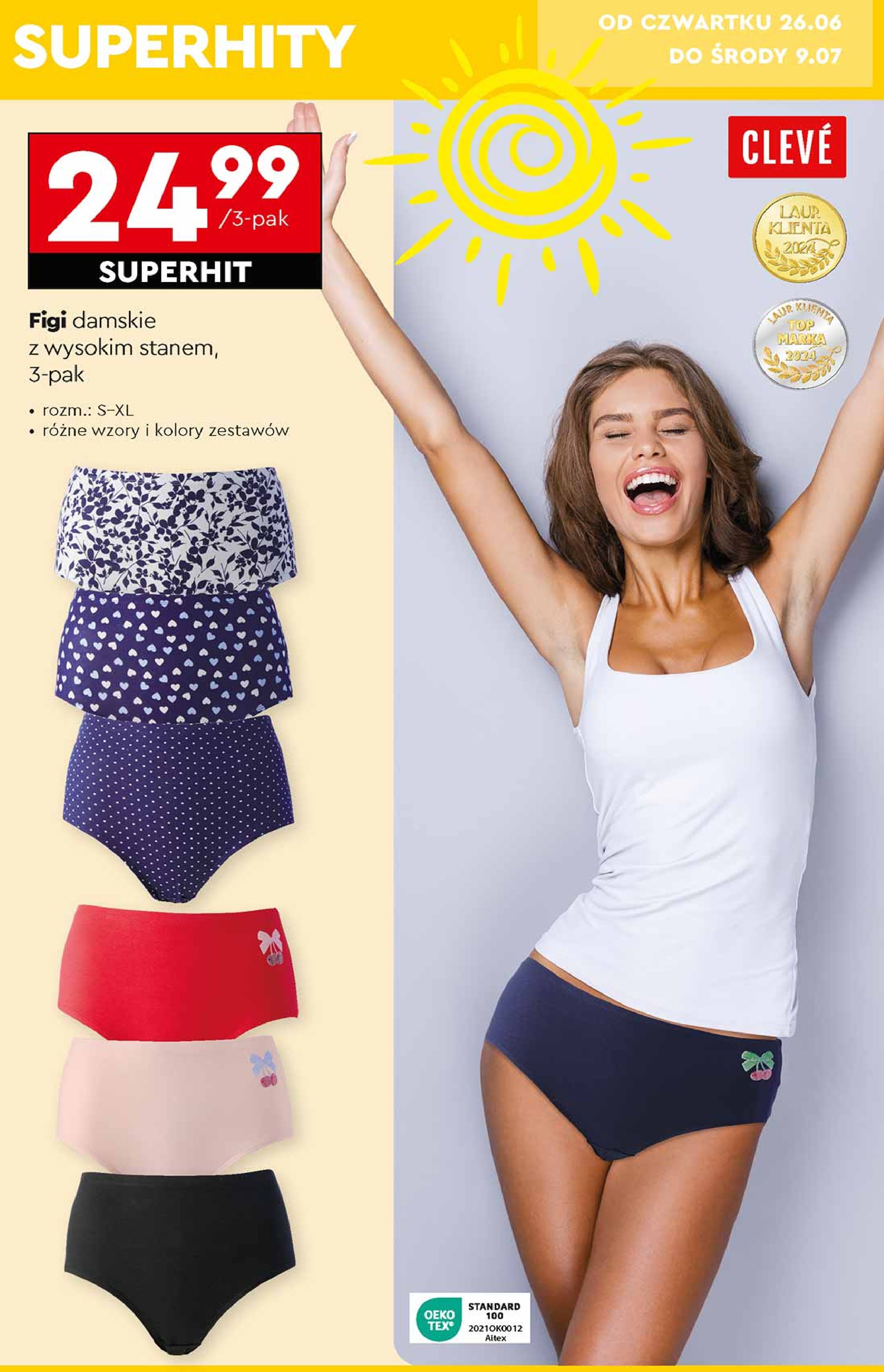 Figi damskie z wysokim stanem s-xl Cleve promocja w Biedronka