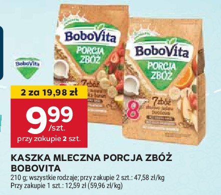 Kaszka mleczna 7 zbóż truskawka-banan Bobovita porcja zbóż promocja