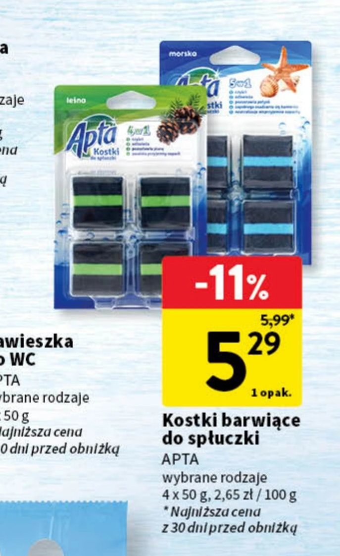 Kostki do spłuczki leśny Apta promocja w Intermarche