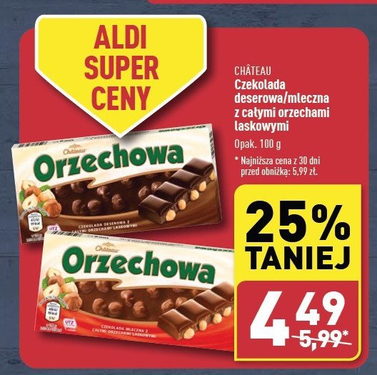 Czekolada deserowa z ca艂ymi orzechami Chateau promocja
