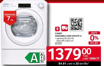 Suszarka CANDY SUSZARKA CSOE H7A2TE-S promocja w Selgros