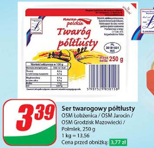 Twaróg półtusty Polmlek promocja w Dino