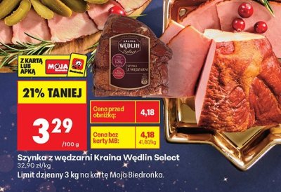 Szynka z wędzarni Kraina Wędlin Select promocja w Biedronka