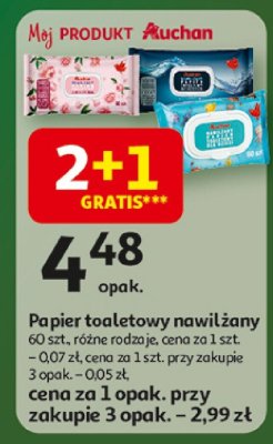 Papier toaletowy nawilżany 60 szt., różne rodzaje promocja w Auchan