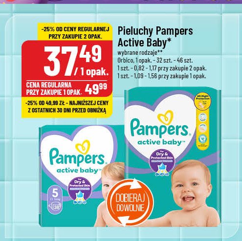 Pieluszki dla dzieci maxi Pampers active baby promocja