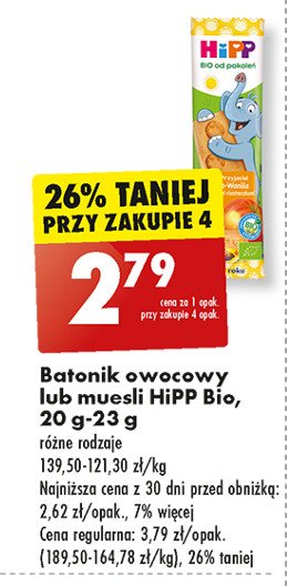 Baton jabłka-wanilia z maślanymi ciasteczkami bio Hipp owocowy przyjaciel promocja