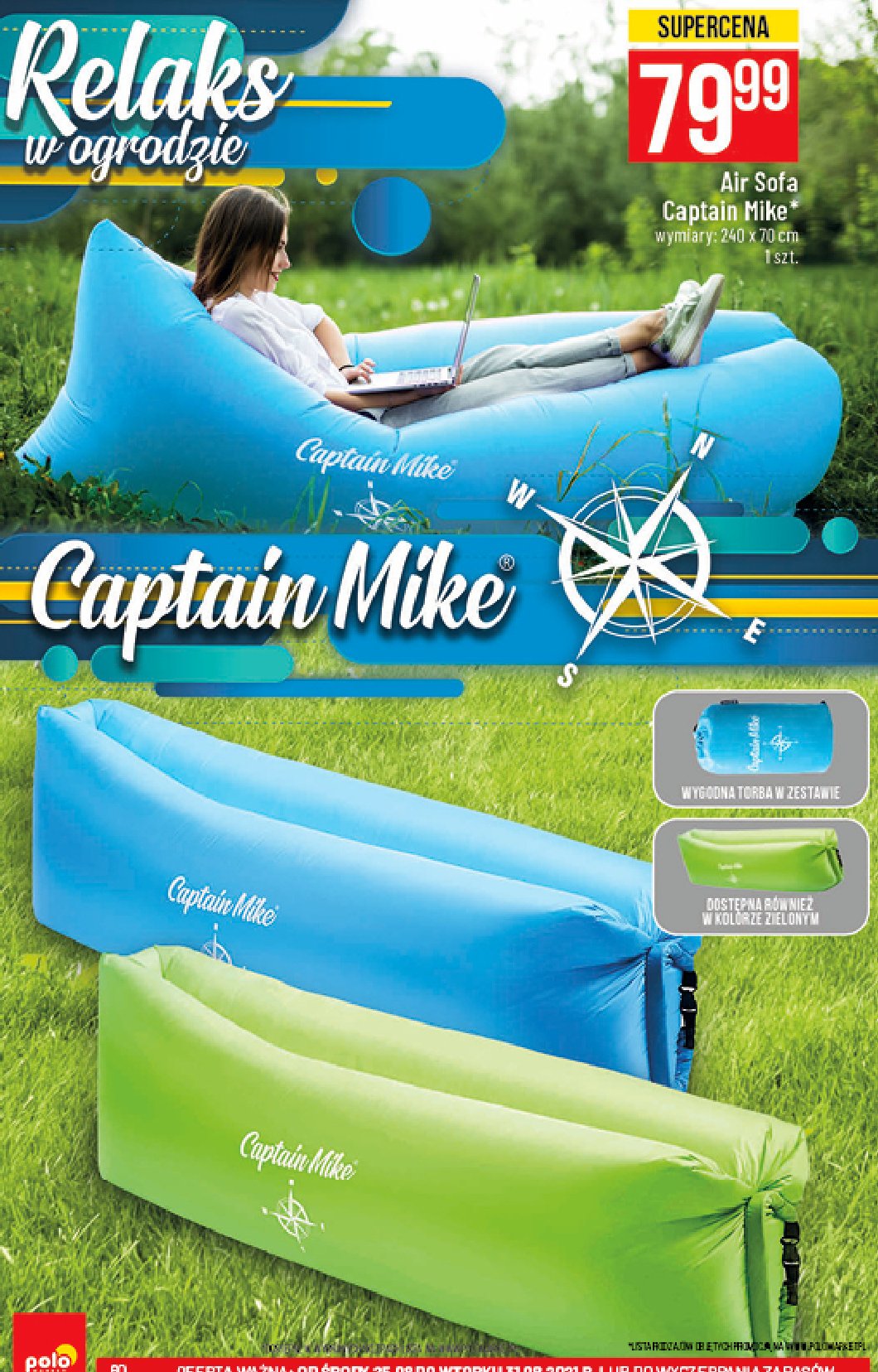 Air sofa 240 x 70 cm Captain mike promocja