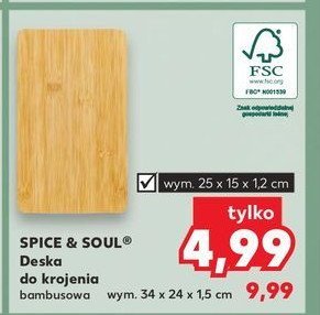 Deska do krojenia 25 x 15 x 1.2 cm Spice&soul promocja