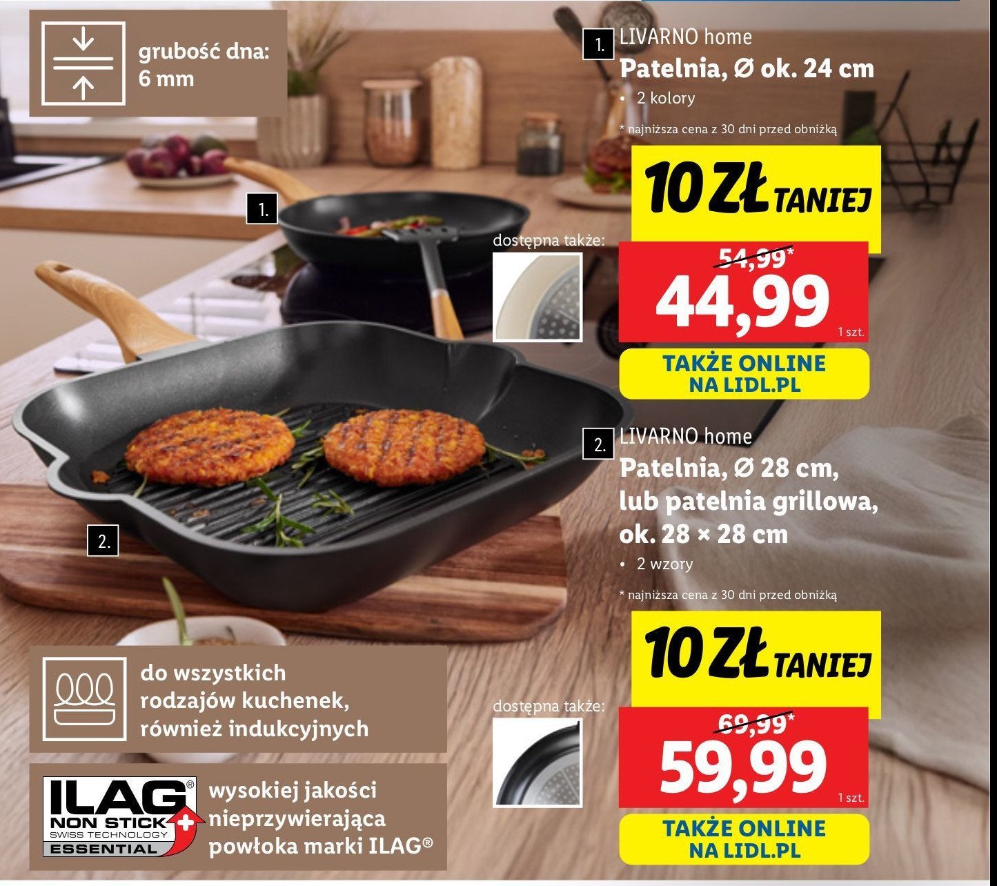 Patelnia grillowa 28 x 28 cm LIVARNO HOME promocja w Lidl