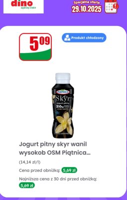 Jogurt pitny Skyr wanilia wysokobiałkowy OSM Piątnica promocja w Dino
