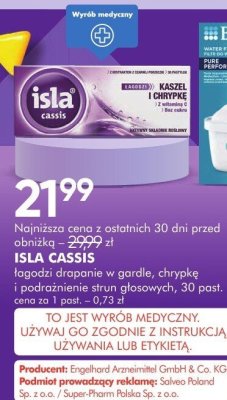 Kapsułki na gardło, chrypkę i podrażnienie strun głosowych Isla Cassis promocja w Super-Pharm