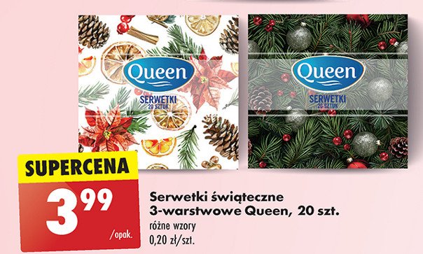 Serwetki świąteczne Queen delikatne promocja w Biedronka