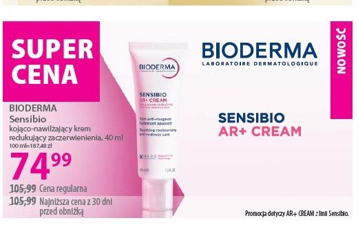 Krem zapobiegający zaczerwienieniom Bioderma sensibio ar promocja w Hebe