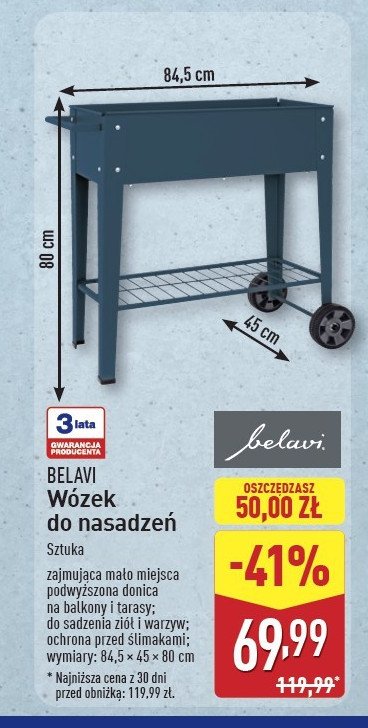 Wózek do nasadzeń BELAVI promocja w Aldi