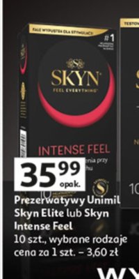 Prezerwatywy Unimil Skyn Elite lub Skyn Intense Feel promocja w Auchan